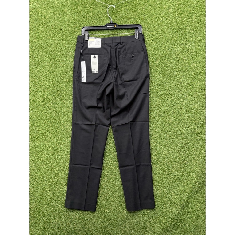 Bar III Dress Pants Mens 30x30 Slim Fit Black Solid Pleated Performance NWT